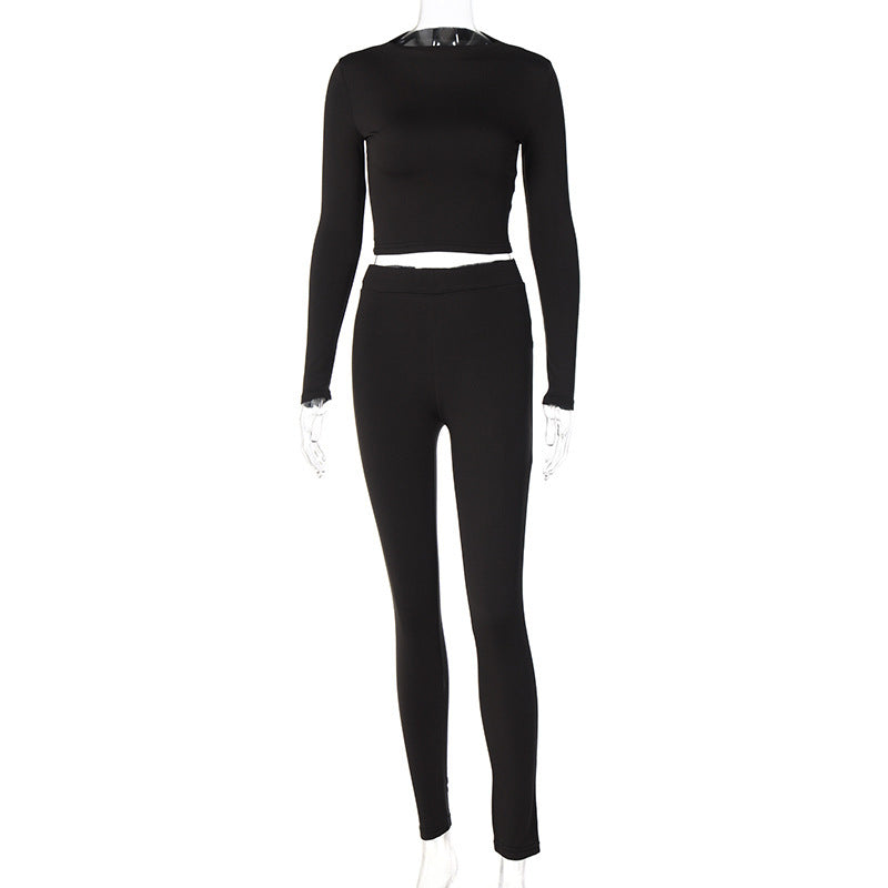 Dame Sporty sæt med tætsiddende, langærmet top og høj talje leggings Stilla