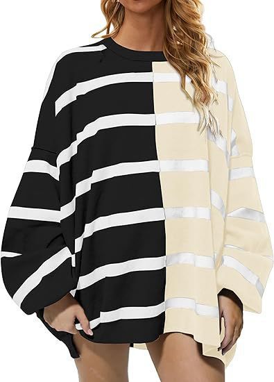 Dame Oversized Pullover med stribemønster Stilla