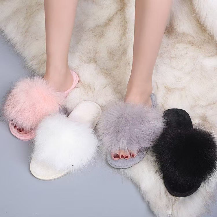 Dame fluffy hjemmesko med luksuriøs pelsdetalje Stilla