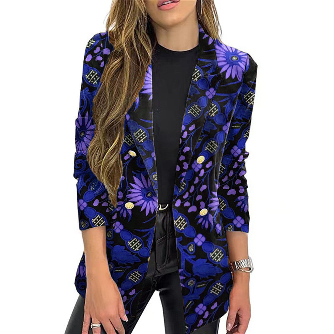 Dame blazer med blomster mønster og elegante knapper Stilla