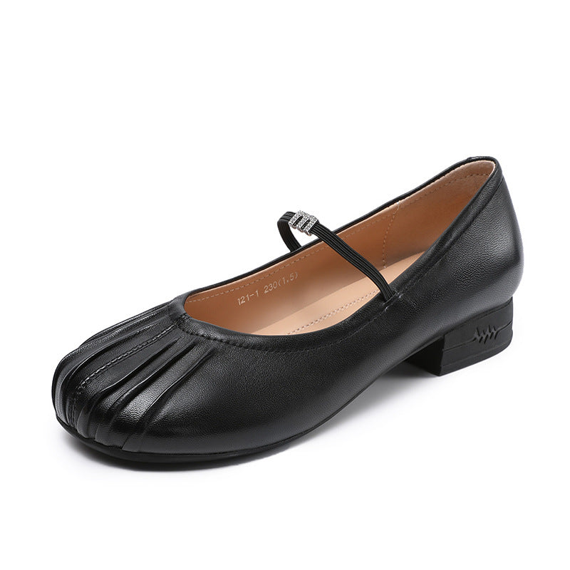 Dame Elegant Falten Mary Jane Ballerinas med justerbar rem Stilla