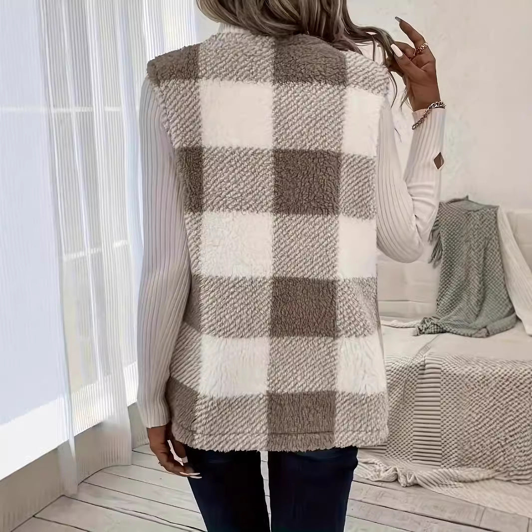 Damer Mønstret Fleece-Vest med praktiske lommer Stilla