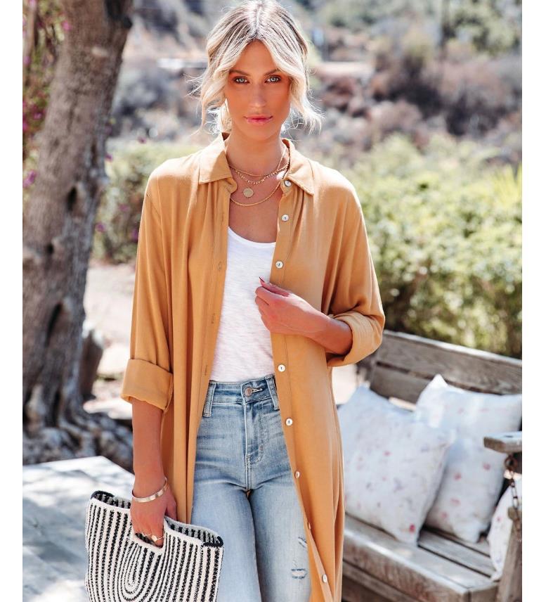 Dame afslappet og elegant skjorte med bælte Stilla