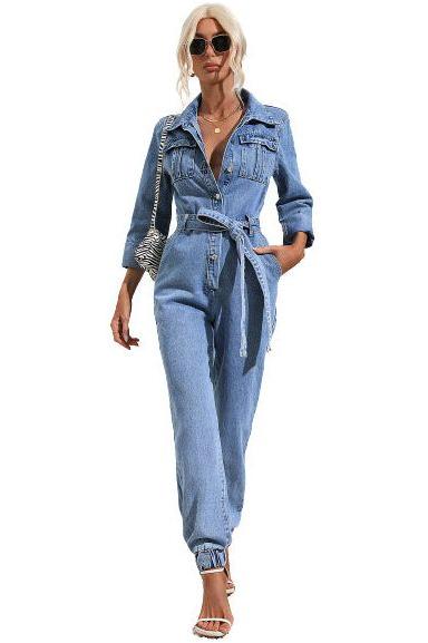 Stilla | Casual Slim Fit Denim Jumpsuit