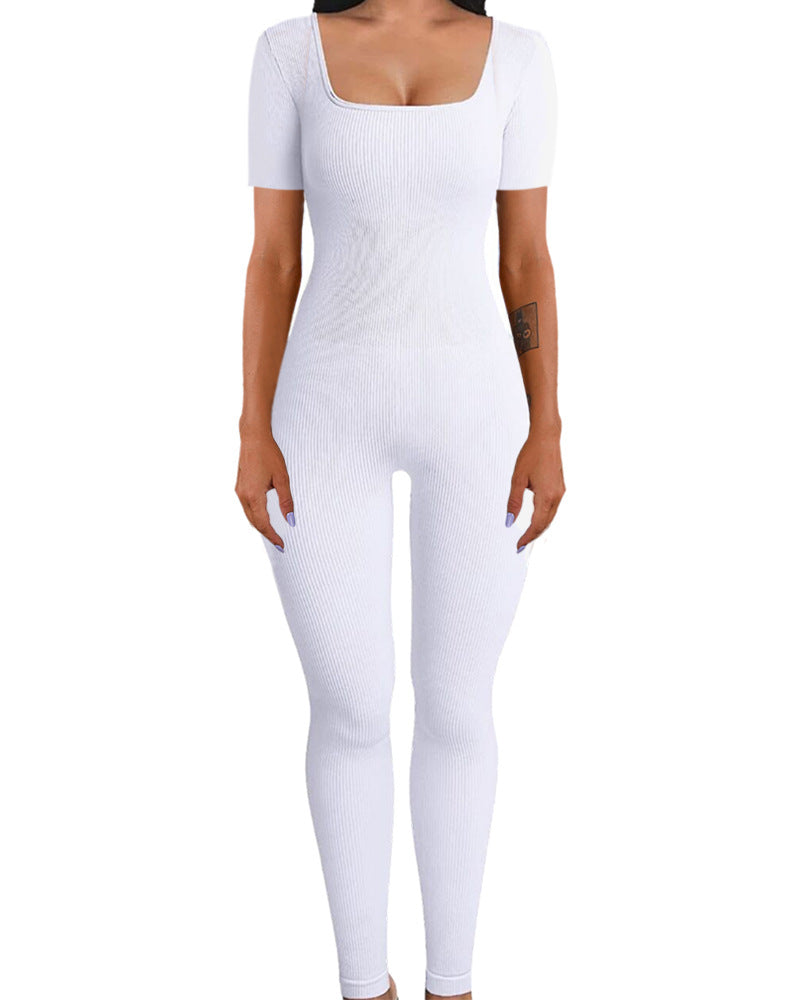 Dame Figurformet Jumpsuit med firkantet udskæring og kort ærme Stilla