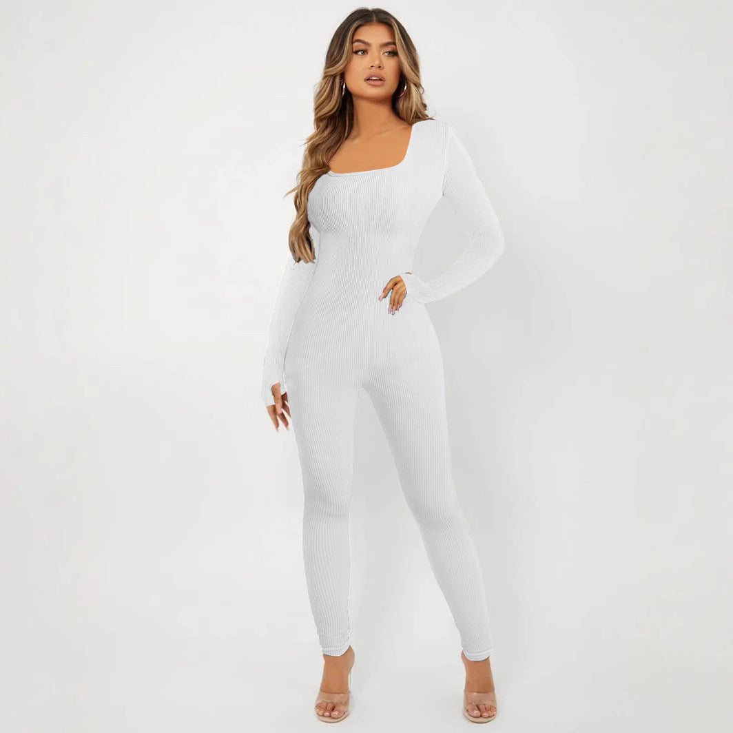 Dame jumpsuit med lange ærmer og struktureret design Stilla
