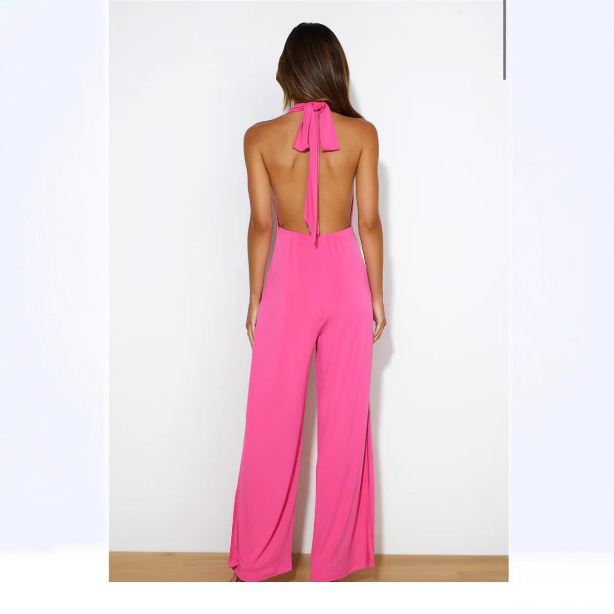 Dame elegant jumpsuit med asymmetrisk rygudskæring og bredt ben Stilla