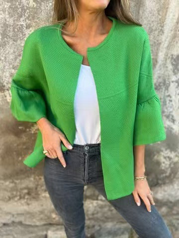 Dame elegant jakke med bred skæring og puffærmer Stilla