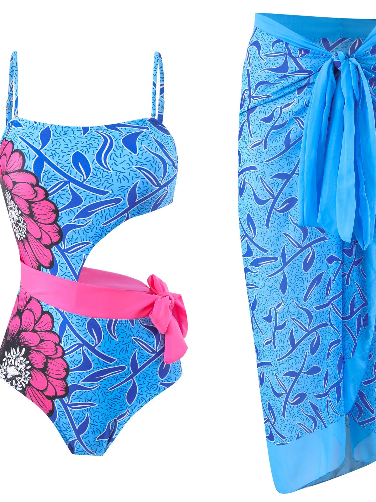 Dame elegant badedragt med unikt asymmetrisk design og matchende strand skirt Stilla