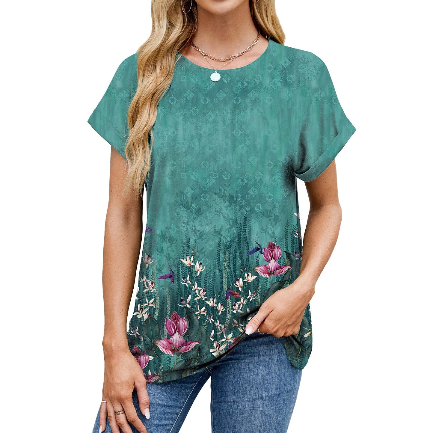 Stilla | Casual Rund Hals Loose Kort Ærme T-Shirt
