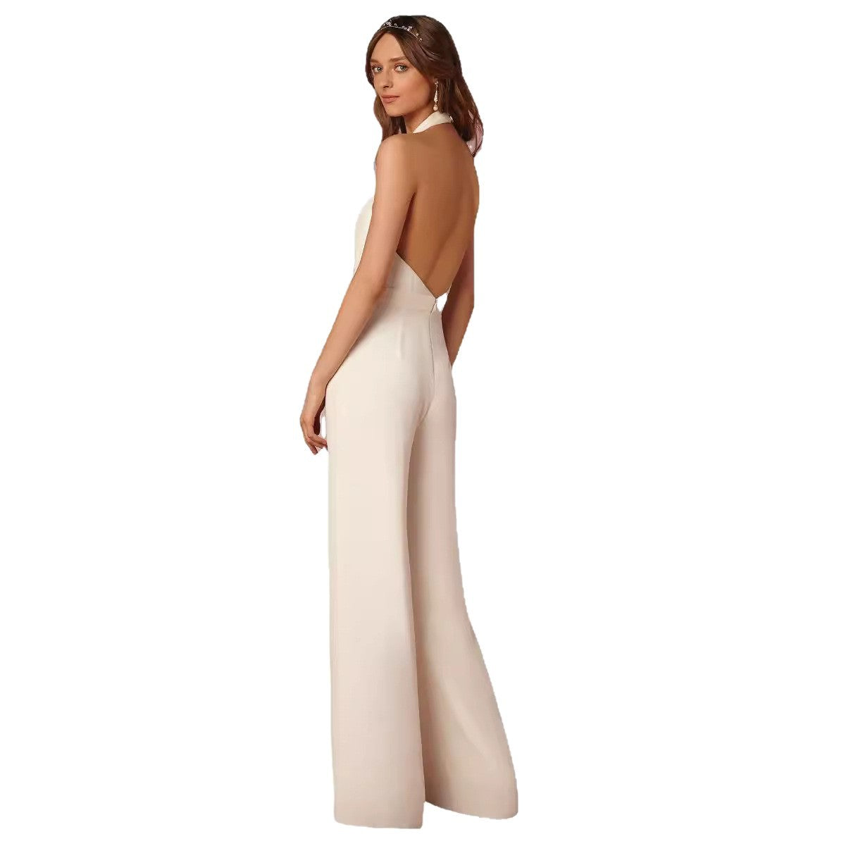 Dame Elegant Jumpsuit med dyb rygudskæring og bredt ben Stilla