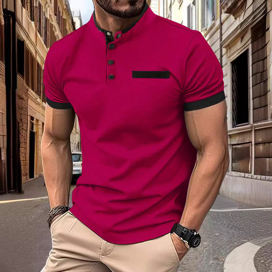 Herren Kortærmet Poloshirt med moderne krave og struktureret design Stilla