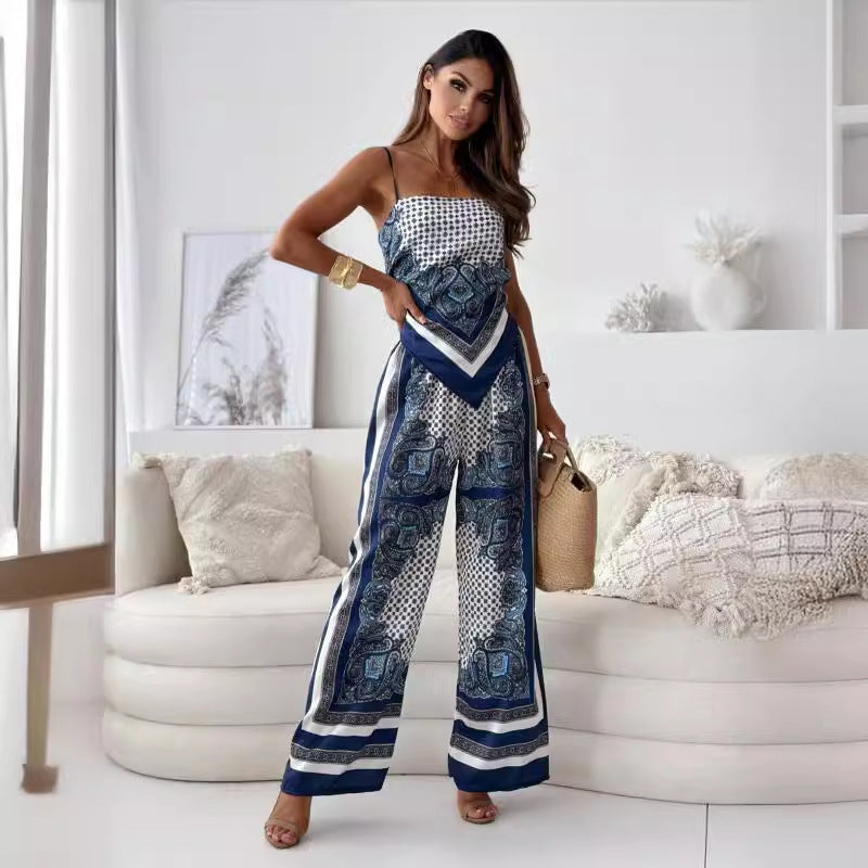 Frau Strapless Palazzo Jumpsuit med kompliceret mønster Stilla