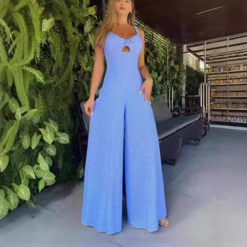 Dame Elegant Jumpsuit med aftagelige stropper og stilfuld slids Stilla