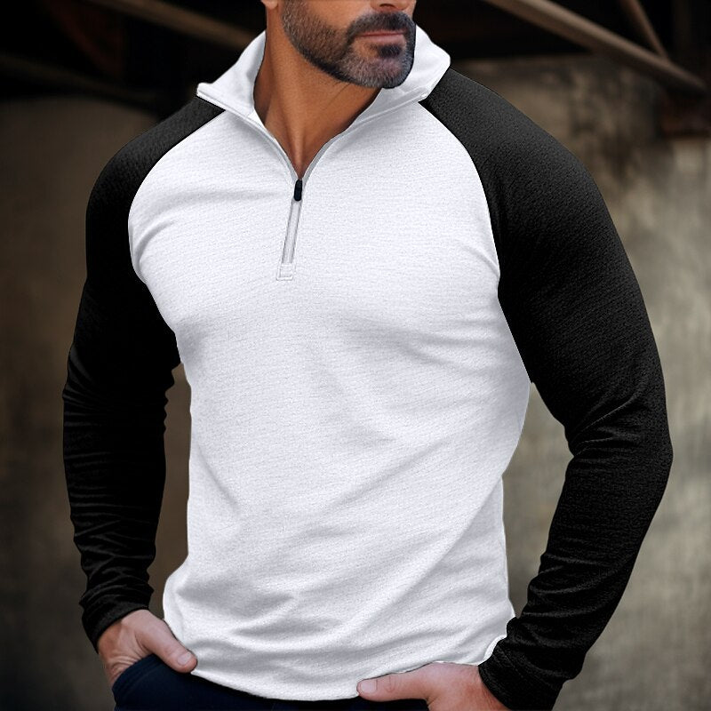 Herrer Sporty Langærmet Sweatshirt med halv lynlås og ergonomisk snit Stilla