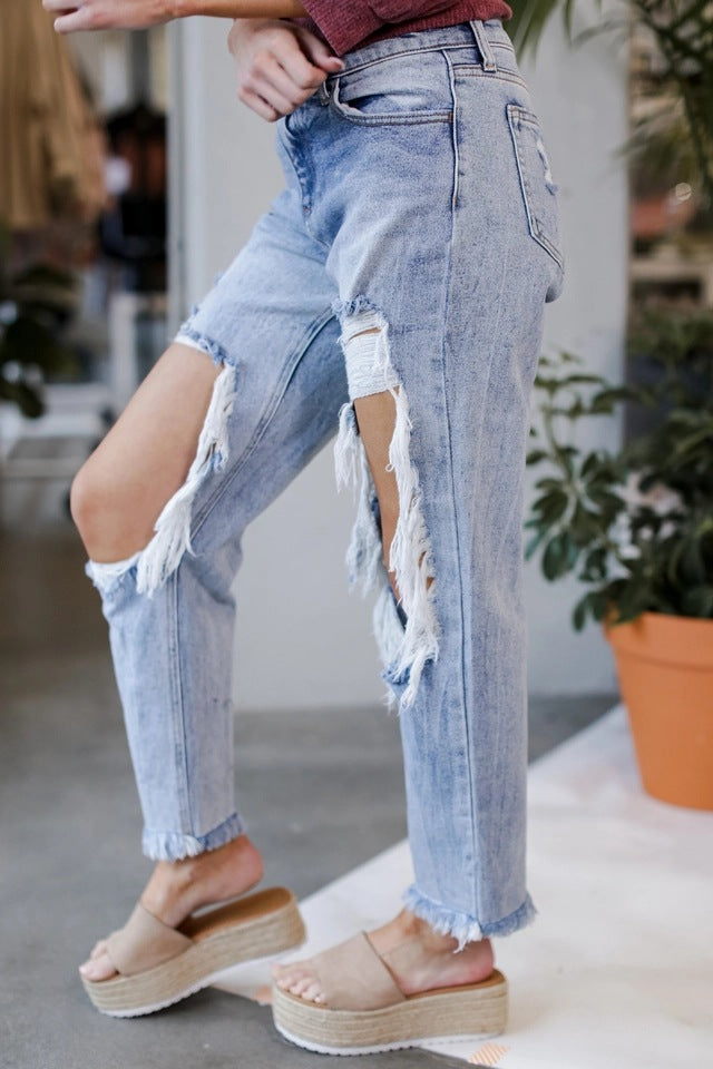Dame afslappede jeans med trendy ripped-design Stilla