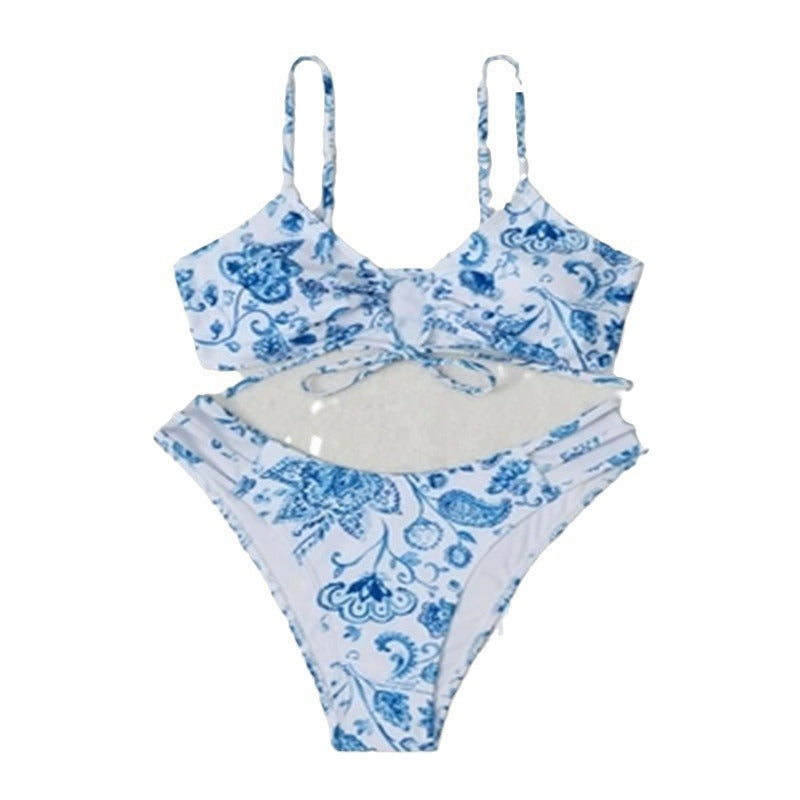 Dame justerbar bundet blomster-bikini-sæt Stilla