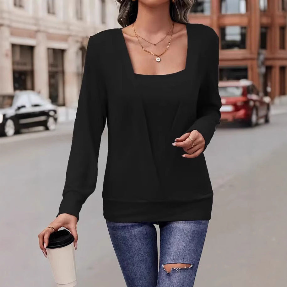 Dame Elegant V-hals Sweater med asymmetrisk snit Stilla