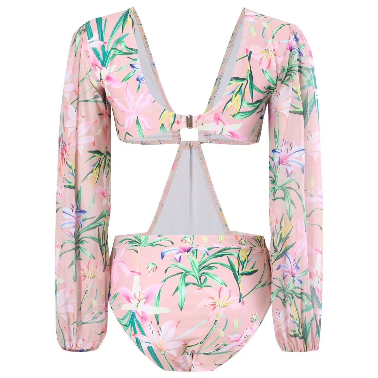 Dame badetøjssæt med elegante puffærmer og blomsterdesign Stilla