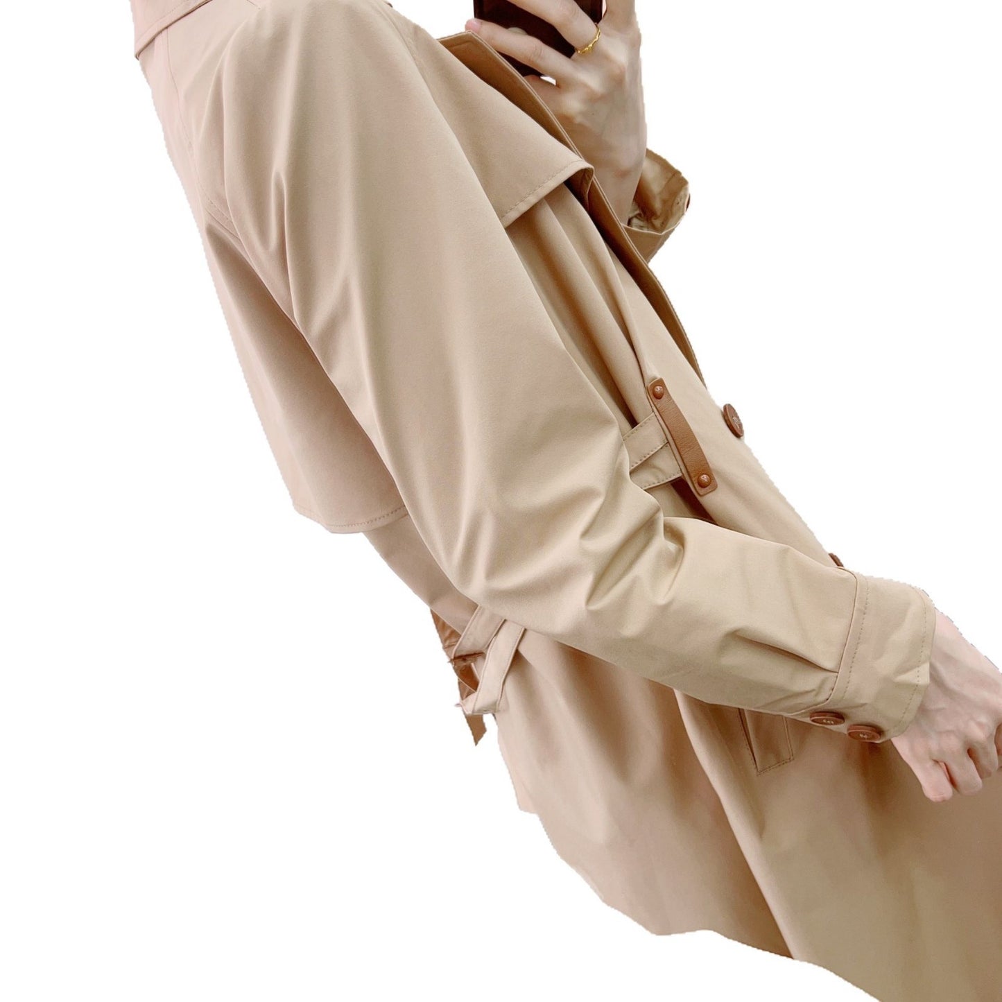 Dame trenchcoat med dobbelt knaprækkefølge og elegant revers Stilla
