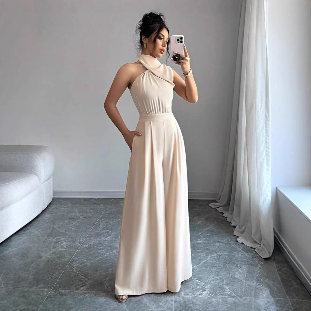 Dame Højkrave Bredbenet Jumpsuit Stilla