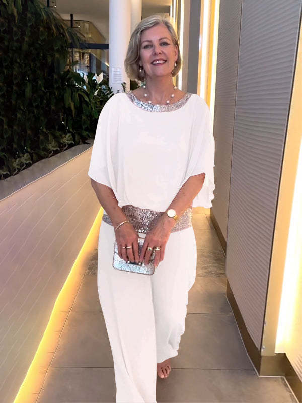 Dame elegant jumpsuit med skinnende bælte Stilla