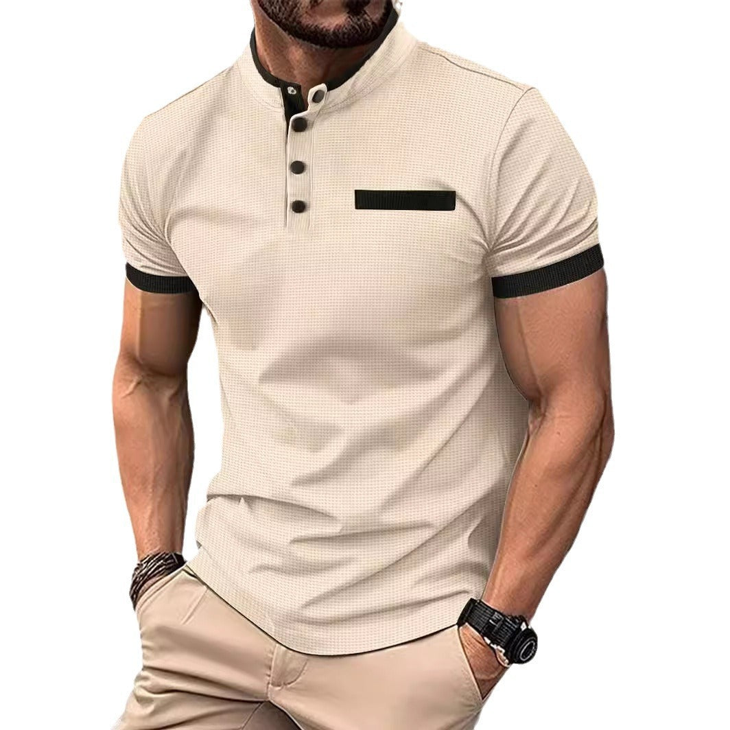Herren Kortærmet Poloshirt med moderne krave og struktureret design Stilla
