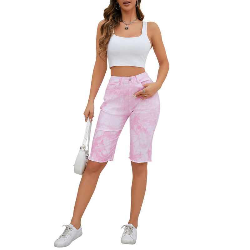 Dame afslappede denim shorts med høj talje og stil mønster Stilla