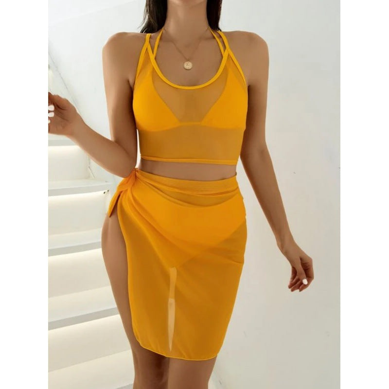 Dame Sporty Bikini-Sæt med elegant Wrap Skørt og Racerback Top Stilla