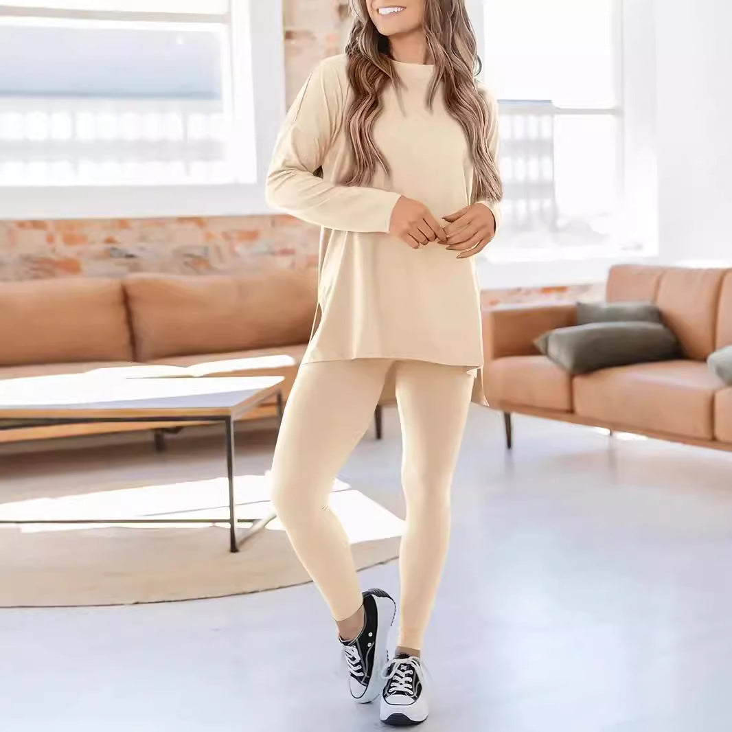 Dame Sporty Lang Tunika Bluse og Leggings Sæt Stilla