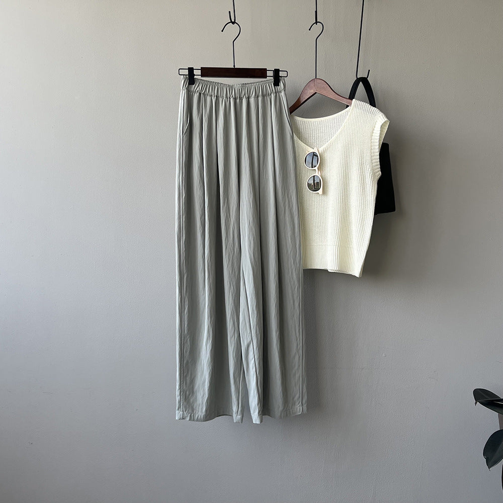 Dame afslappet Palazzo-bukser med elastisk talje og bredt ben Stilla