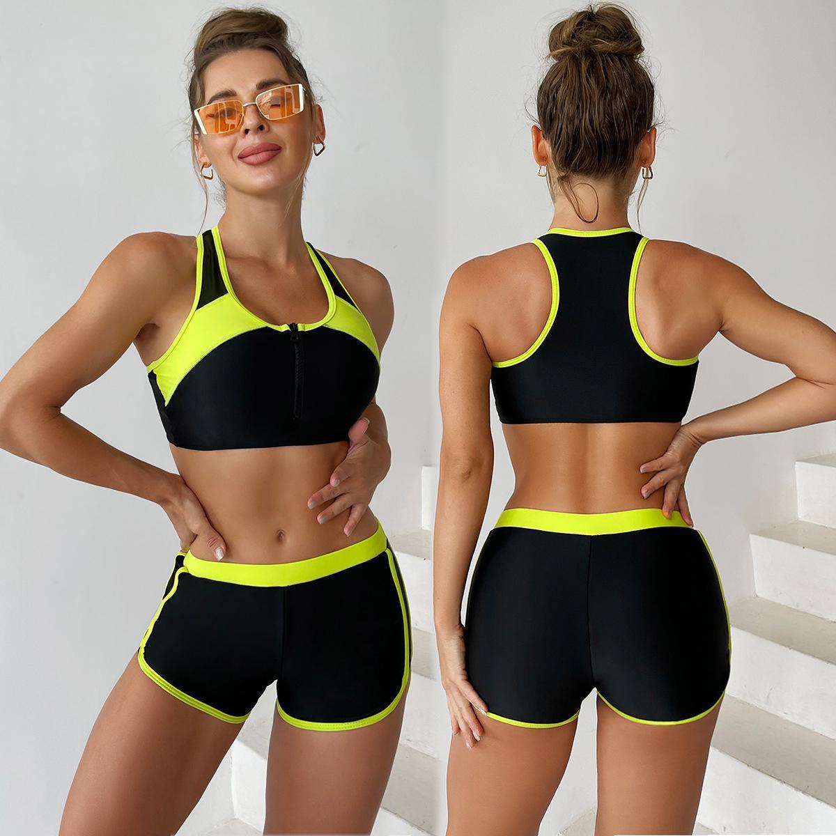 Dame sport-bikini-sæt med moderne lynlås og korte bukser Stilla