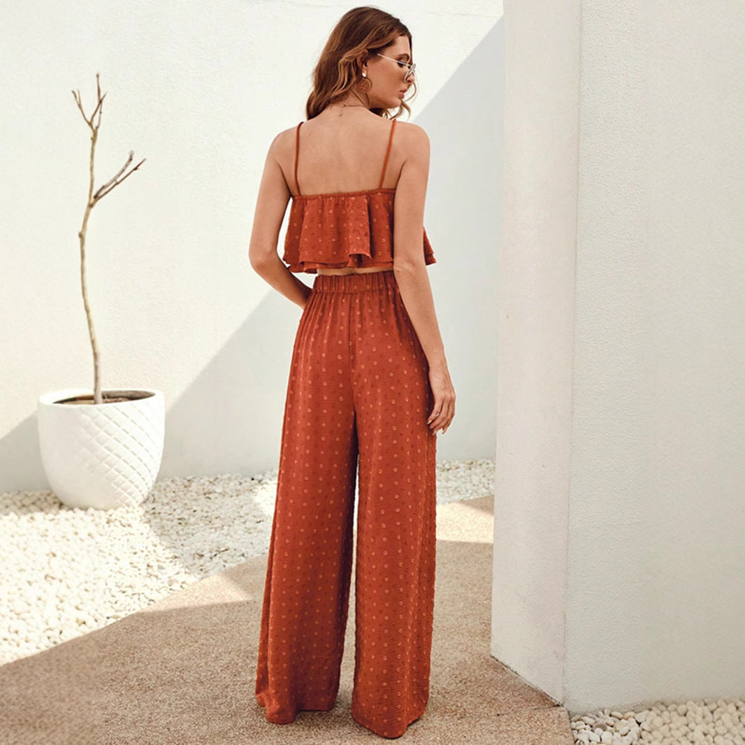 Dame Rulle To-delt Jumpsuit Sæt Stilla