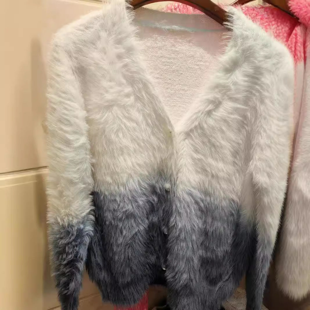 Dame moderigtig strikcardigan med elegant kunstpels og knaplukning Stilla