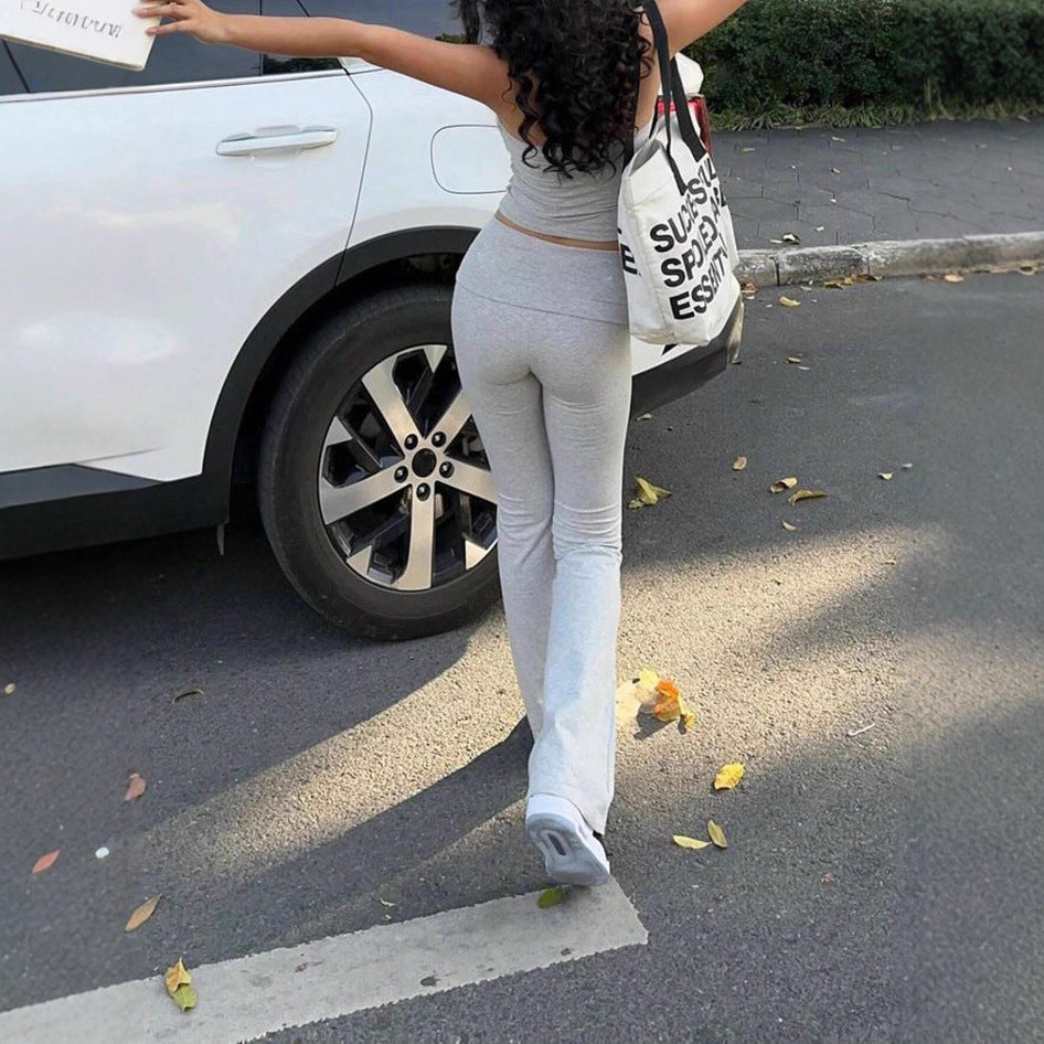 Dame Sporty To-delt Sæt med flared Leggings og Crop Top Stilla
