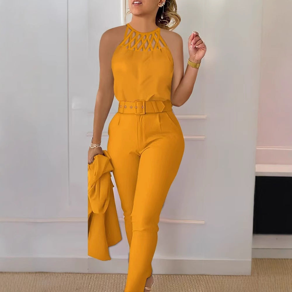 Dame jumpsuit med moderne snit og dekorativ krave Stilla