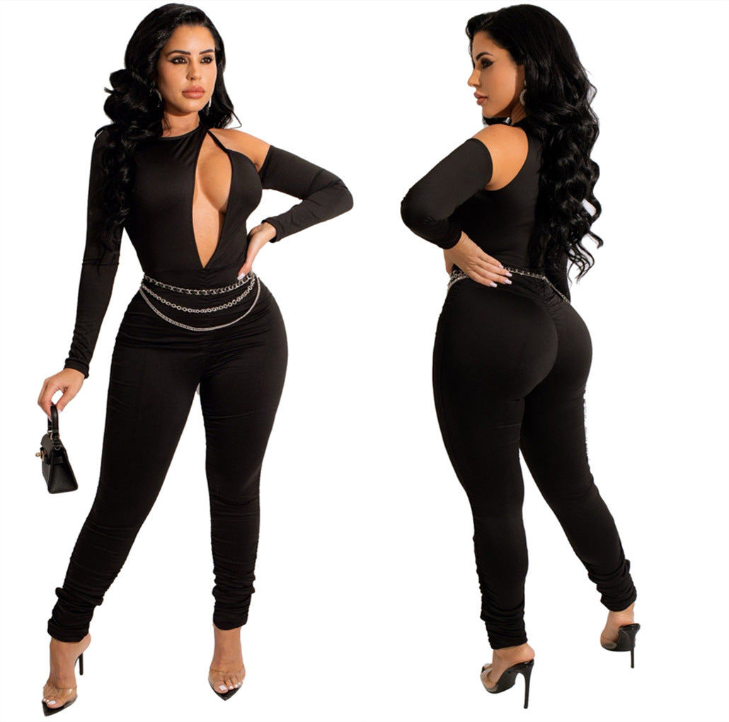 Dame Elegant Jumpsuit med iøjnefaldende Cut-Out-detaljer og luksuriøs bælte Stilla