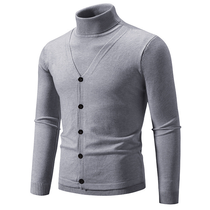 Herrer cardigan med højstående krave og knaplukning Stilla