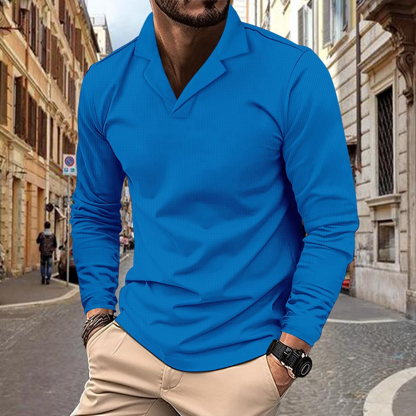 Herrer langærmede polo skjorter med struktureret design Stilla