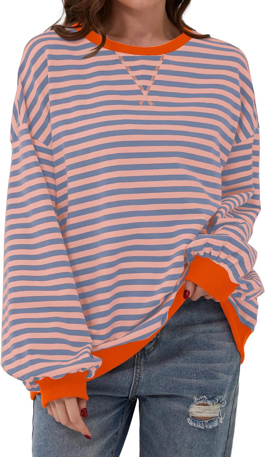 Stilla | Løs Stribet Pullover i Løs Pasform