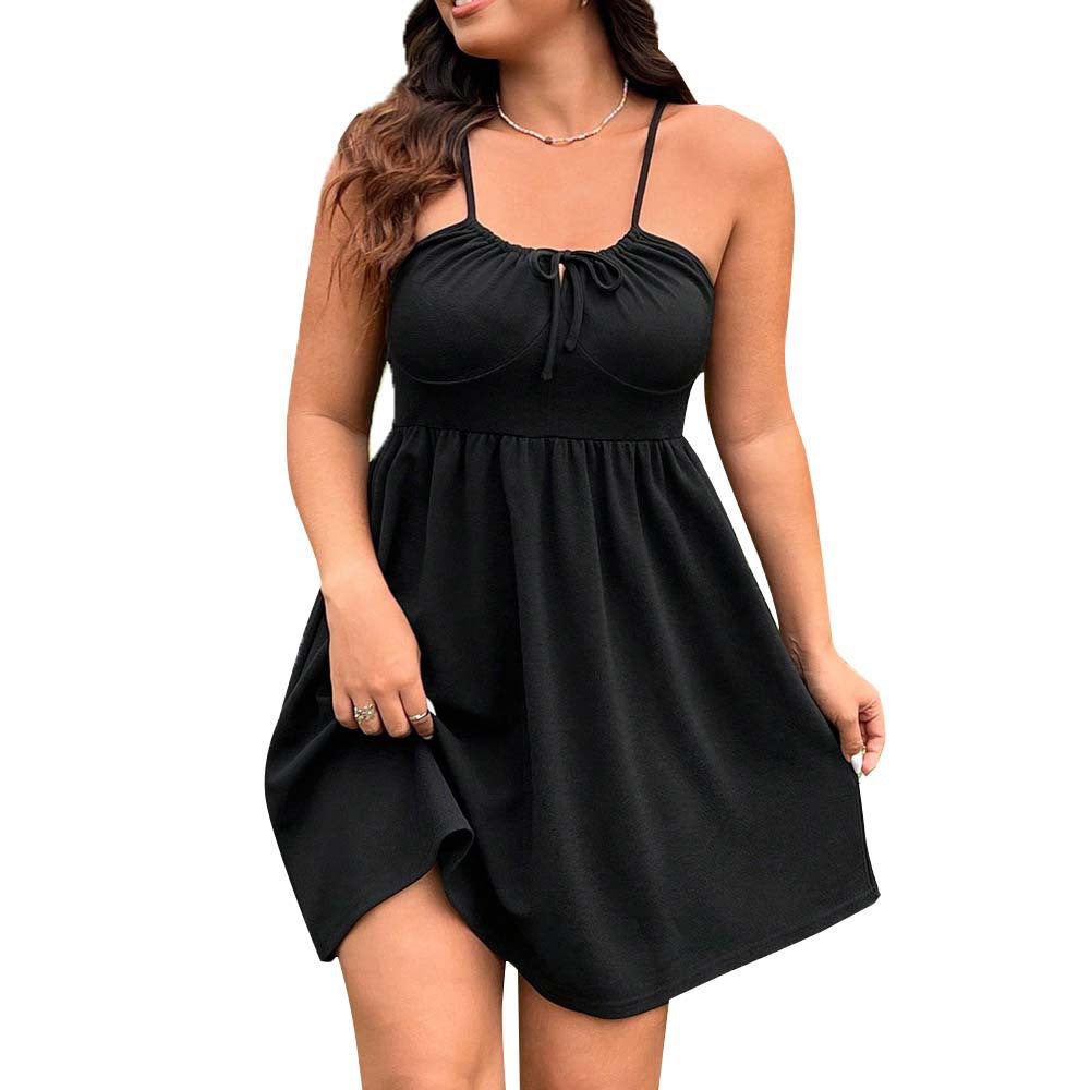 Dame afslappet sommerkjole med justerbare spaghetti-stropper og raffineret knude-detalje Stilla