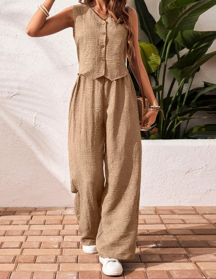 Dame afslappet jumpsuit med knapdetalje Stilla