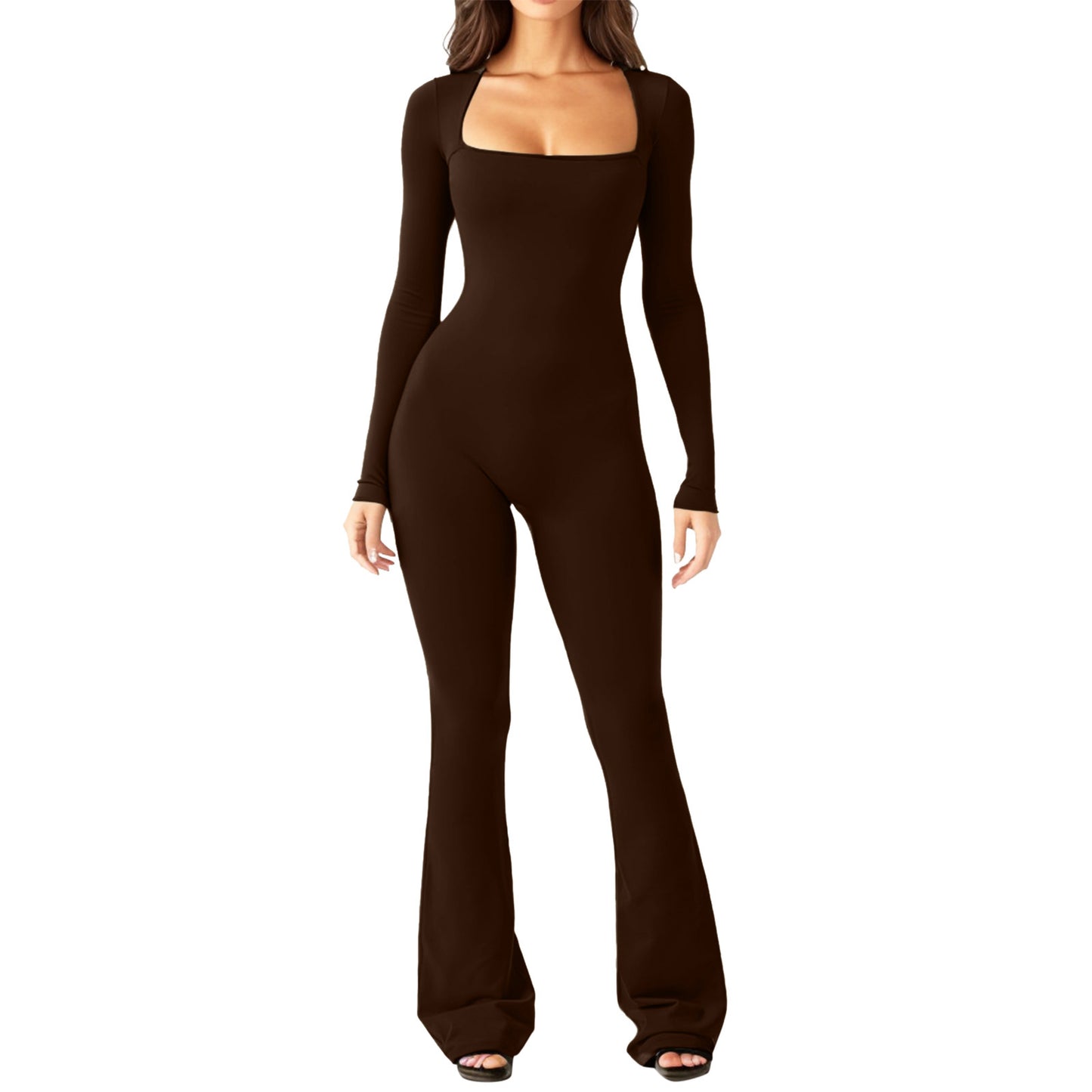 Dame Figurtilpasset Jumpsuit med lange ærmer og bred ben Stilla