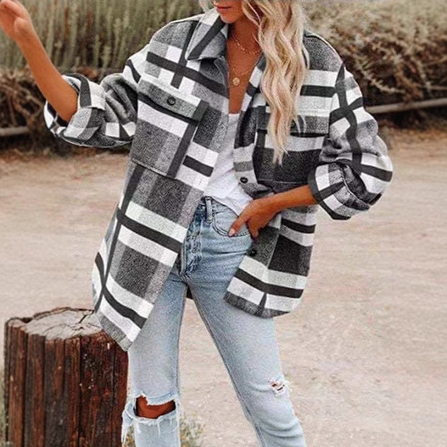 Dameternetternet Flanneljakke i lagdelt look Stilla