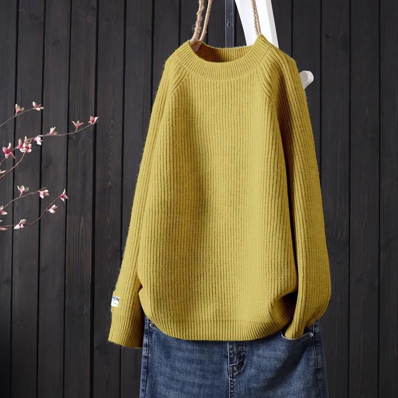 Dame afslappet ribstrik pullover med rund halsudskæring Stilla