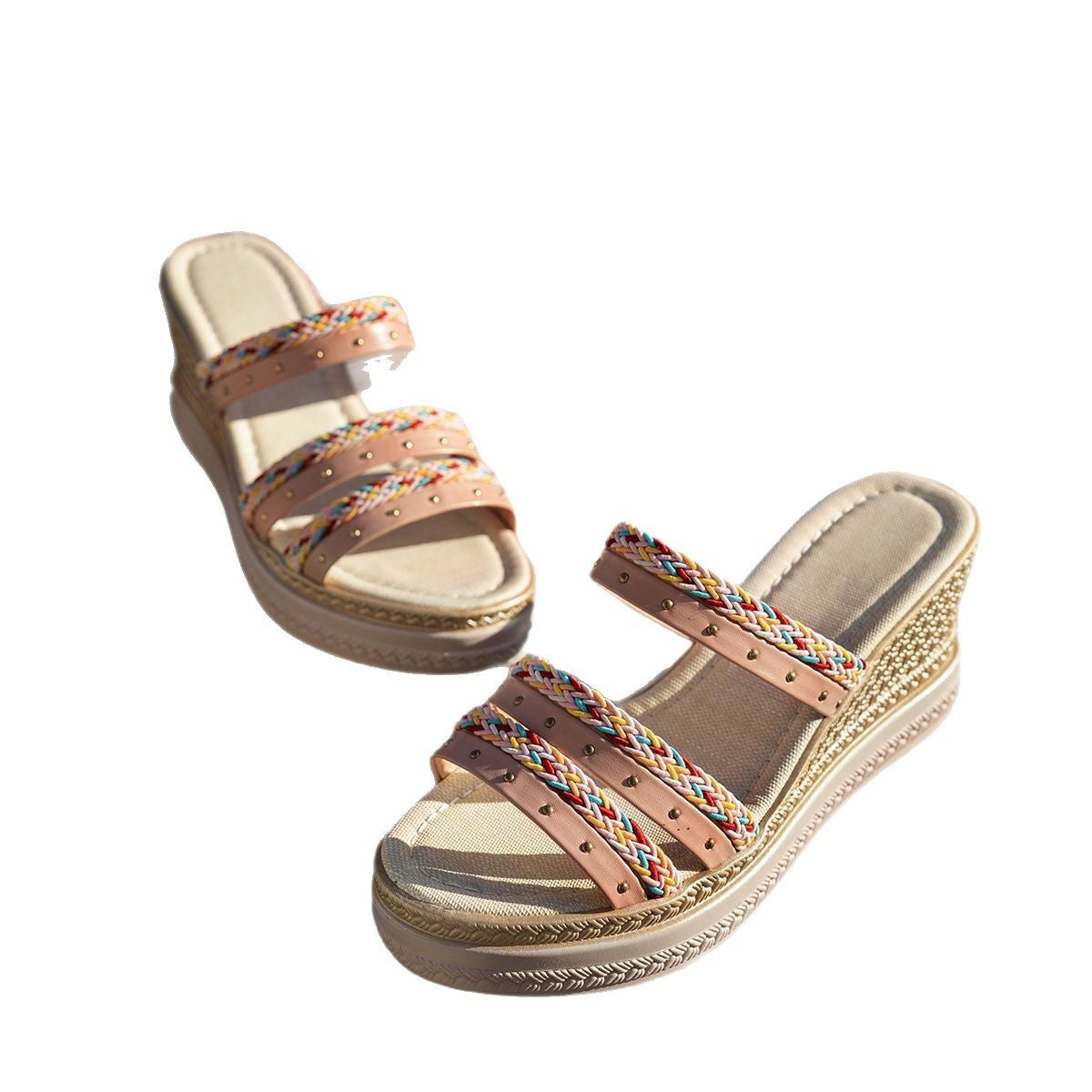 Dam wedgesandaler med justerbare remme og farverige dekorative accenter Stilla