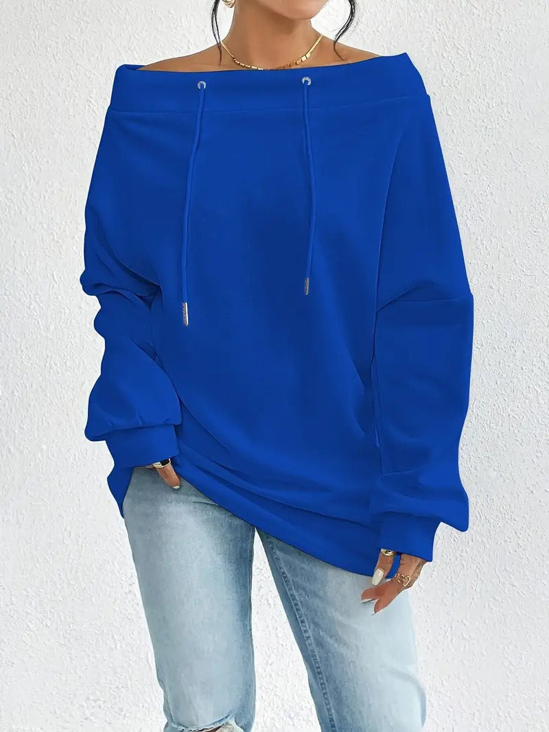 Dame Oversized Hoodie med åben skulder og afslappet snit Stilla