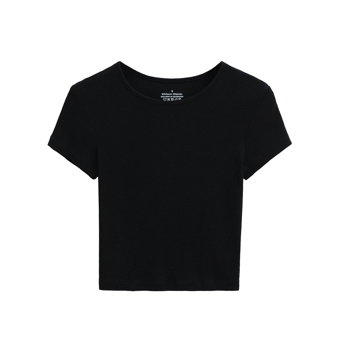 Dame cropped T-shirt med fin ribstruktur og elastisk snit Stilla