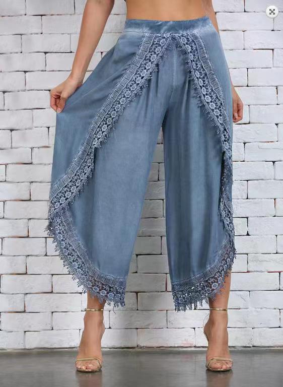 Dame elegant Culotte med detaljerede spidsaccentuer Stilla