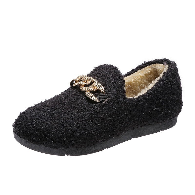 Femme Cozy Plush Slide Hjemmesko med elegant kædedetalje Stilla